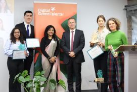 Überreichung des Digital GreenTalents Awards an internationale Nachwuchsforschende.